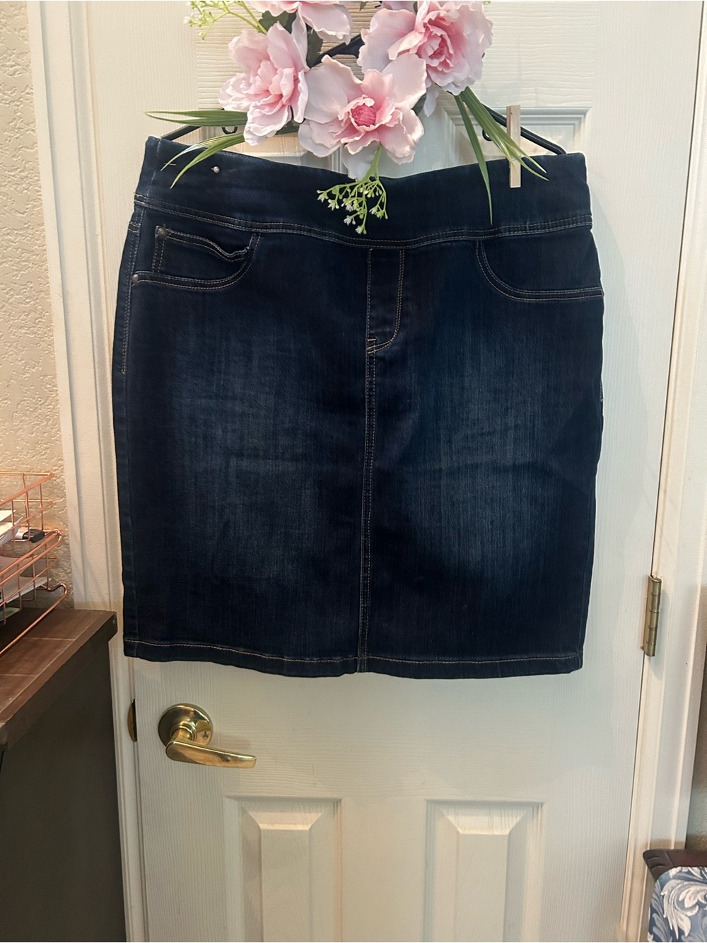 Christopher & Banks Dark Blue Denim Pencil Skirt